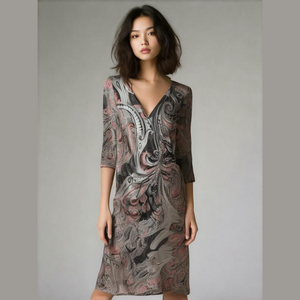 ASHLEY Stewart pull-over dress. Shimmering red & black w/rhinestones. 14/16 NWT